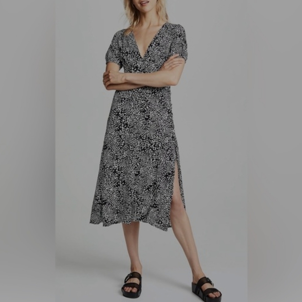 FREE PEOPLE EUC DOUBLE SIDE SPLIT OPEN BACK MIDI DRESS SIZE MEDIUM